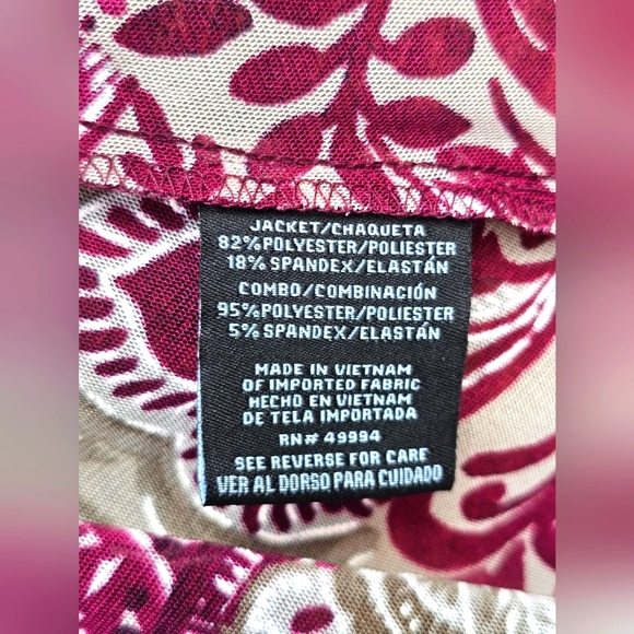 R&M Richard's Luxury Wine/Plum Sheer Lace Floral Open Cardigan Flowy Top Size 12 - Picture 14 of 14